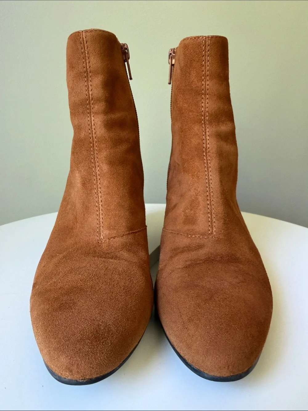 Vagabond Shoemakers Brown Suede Ankle Boots Block Heel Minimalist Zip Booties